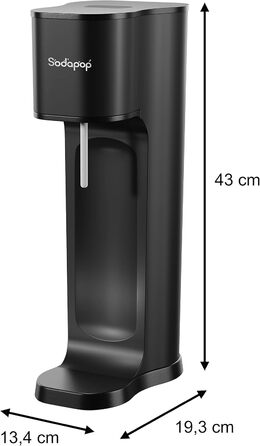 Sodapop Wassersprudler Logan Чорний Матовий - Газоварка для води з 2 скляними (850 мл, 600 мл) та 1 PET пляшкою (850 мл), 42.6 см