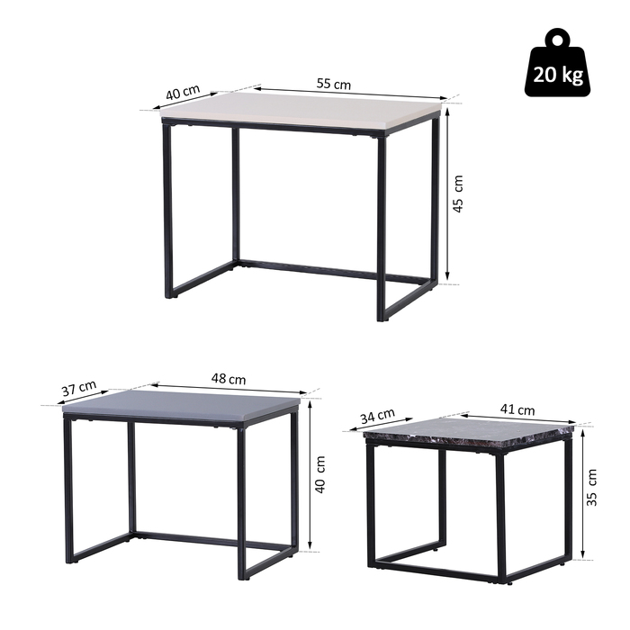 HOMCOM Coffee Table Modern Side Table Coffee Table with Metal Legs and MDF in 3 Colors for Living Room & Decoration