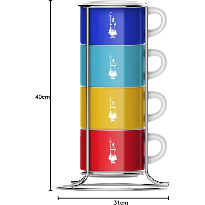 Набір чашок Bialetti Sechs, 7 штук, порцеляна, багатокольорові, 4 чашки