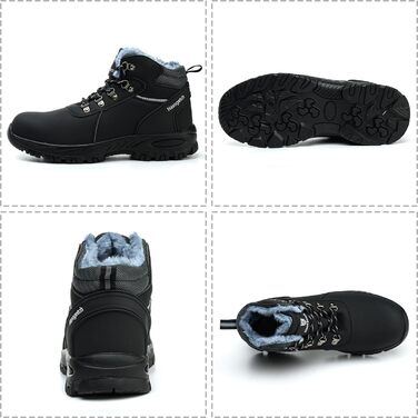 Чоботи робочі зимові непромокаючі з металевим носком для чоловіків та жінок. Робочі чоботи з антиковзною підошвою, захисне взуття, 40 EU, чорний