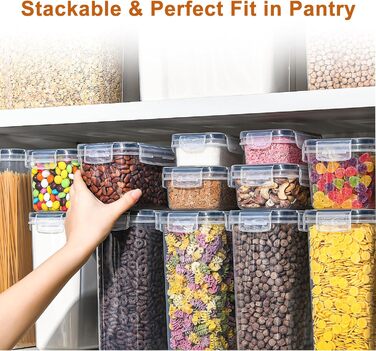 Набір контейнерів для зберігання GoMaihe 16 шт., герметичні бокси для кухні, пластикові контейнери з кришкою для круп, мюслі, рису, борошна та корму для тварин