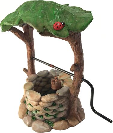 GlitZGlam Miniature Wishing Well with Movable Handle and Bucket for Garden Gnomes - A Fairy Garden Accessory
