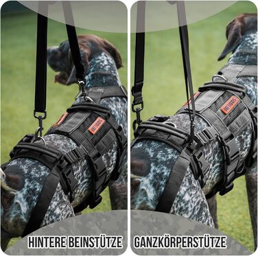 Шлейка для собак OneTigris SKYEWALKER, чорна, XL (39-64 кг) з регулюванням, для підтримки та реабілітації