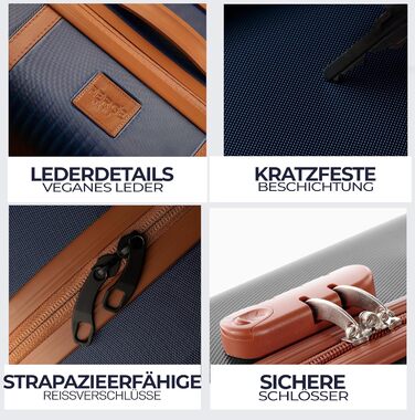 Набір валіз FERGÉ Milano 5-ти частинний з жорстким корпусом + сумка для подорожей + косметичка - 3 шт. (Бежевий/Блакитно-коричневий)