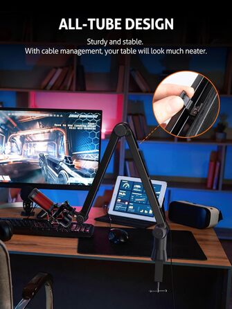 Підставка для мікрофона SUNMON для Blue Yeti та інших – міцна, 360° обертання, металева клямка, універсальна | HyperX QuadCast 2, Fifin AM8, Seiren Mini V3, MV7