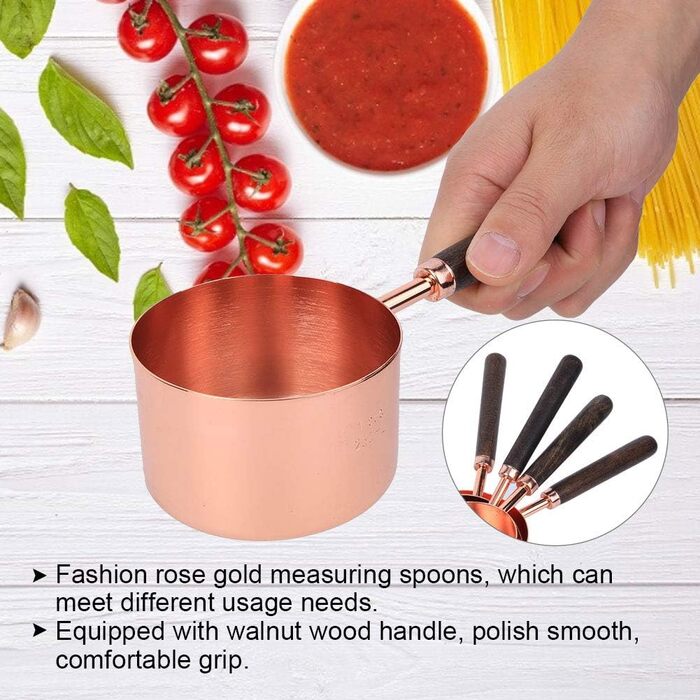 Measuring spoons, measuring cups, 4-piece set, household stainless steel rose gold measuring spoon set, kitchen baking tools