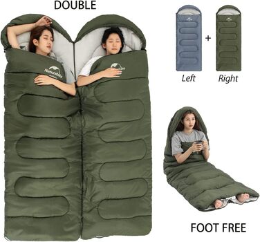 Бавовняний спальний мішок-худі Naturehike Y150L, температурний режим -6°C, зелений, лівий