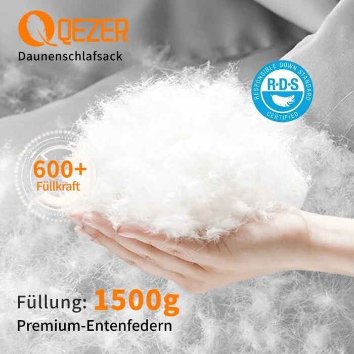 Спальний мішок пуховий зимовий, 600FP+ преміум пух, 12°C до -24°C, легкий та теплий для 3-4 сезонів, кемпінг, походи та трекінг, чорний
