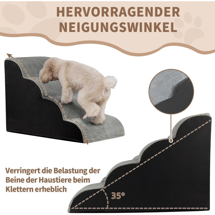 Pet Stairs for Small Dogs and Cats, 4 Steps 50cm High Dog Stairs Cat Stairs with Removable, Washable, Portable Pet Stairs for Small Dogs