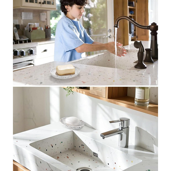 Підставка для мила Luxspire з кераміки, антиковзаюча, білий мармур, для ванної кімнати, душу та кухні