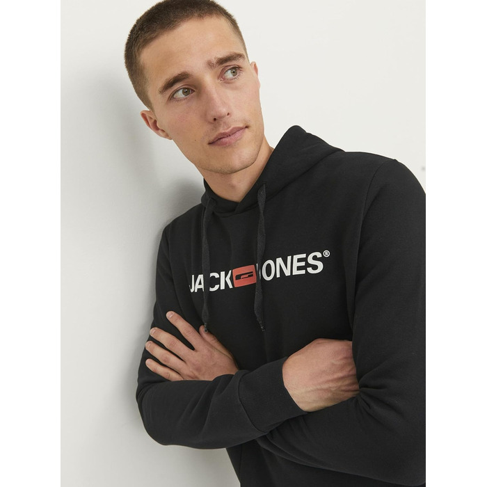 Чоловічий худі Jack & Jones з логотипом, чорний, розмір XL