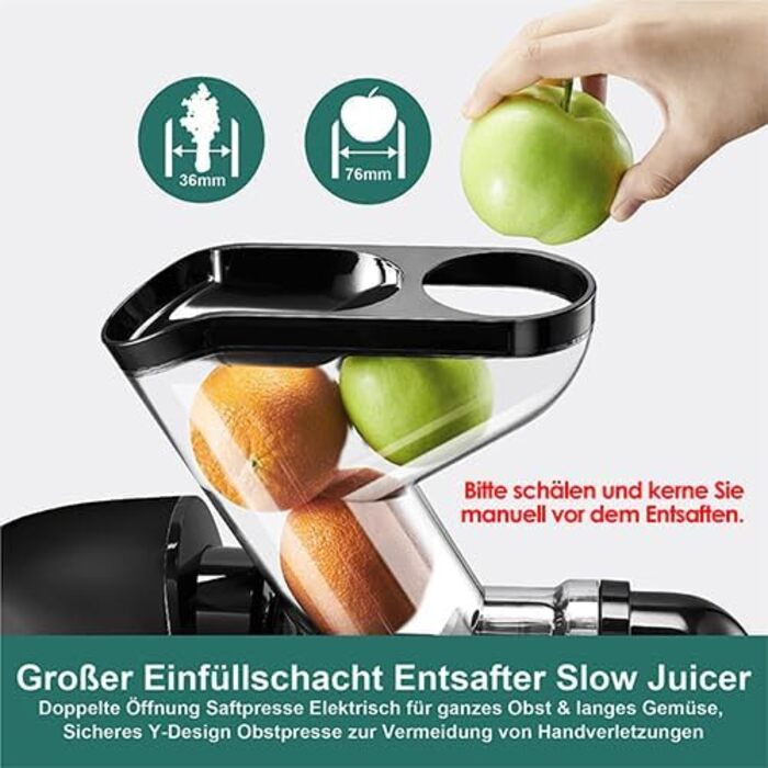 Фреш-прес Fretta Slow Juicer: холодний віджим, 200W, для овочів та фруктів, чорний