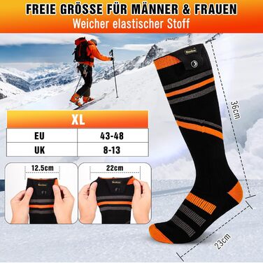 Гріючі шкарпетки для жінок та чоловіків, 7000mAh, 4 режими нагріву, для зимових видів спорту (43-48)