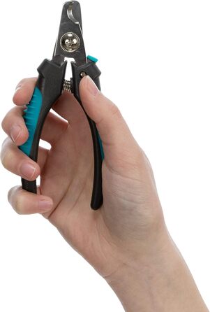 Ножиці для стрижки кігтів TRIXIE для собак, котів, дрібних тварин та птахів - з блокуванням - обмежувач запобігає надмірному скороченню - нержавіюча сталь - гумовий пластиковий грифель - синій/чорний - 12 см - 2367