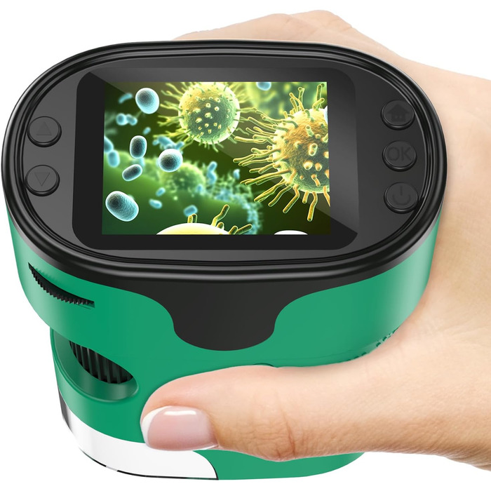 Дитячий цифровий мікроскоп 1000X Handy з 4K екраном: перезаряджається, портативний, USB, для вивчення трихом. Науковий набір з предметними скельцями, ідеальний подарунок для дітей 4-12 років.