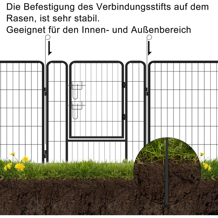 Вольєр для цуценят/маленьких собак 80x65 см, розкладний, з дверима та ґрунтовими анкерами, для внутрішнього/зовнішнього використання, вологостійкий