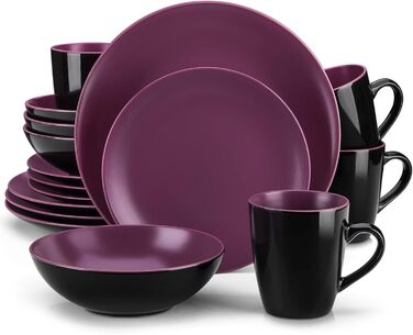 Набір посуду Vancasso BACCHE 16-частинний, кераміка, для 4 осіб, стиль Vintage, колір Ягода