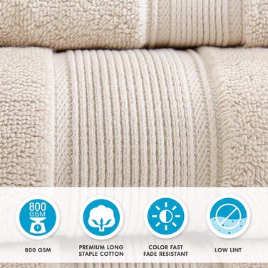 Madison Park GSM 100% Cotton Piece Luxury Absorbent Hotel Bath Towel Set, 800 g/m², 100% Cotton, Blush, Assorted Sizes
