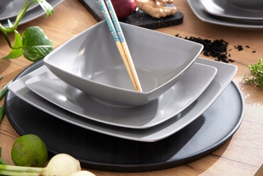 Обідній сервіз Konsimo Epiri, сірий, квадратний, 36 предметів, на 12 осіб