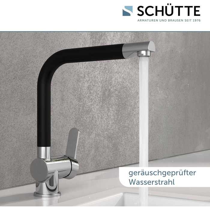 Шутер кухонний змішувач RIO 360° (хром/чорний мат), поворотний вилив, для однієї/двох мийок