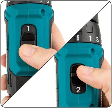 Акумуляторний дриль-шурупокрут Makita DF333DSAE 12V, 2.0Ah, 2 акумулятори + зарядний пристрій у транспортному кейсі, чорний/синій