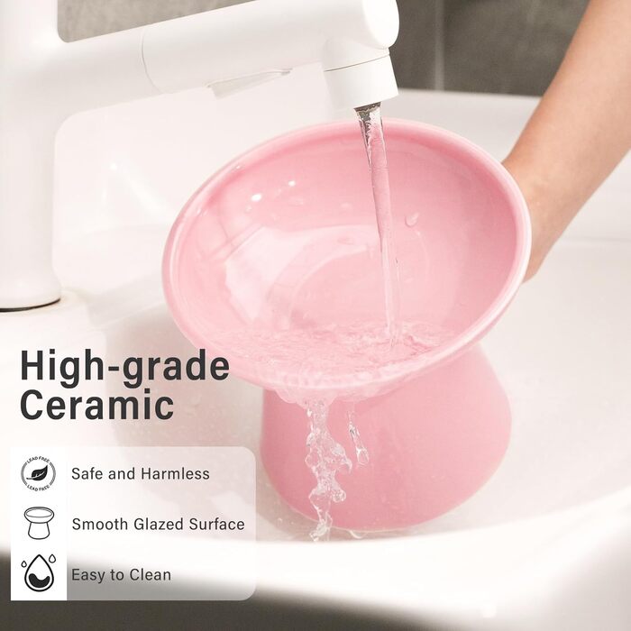 Керамічна миска для котів з піднятою платформою, 2 шт., блакитна (рожева), проти блювоти, для собак та котів