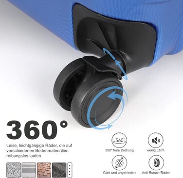 Великий валіза з ABS-пластику, Trolley, валіза для подорожей з 4 колесами (360°), кодовий замок з 3 цифрами та телескопічний ручка з алюмінію (XL – 95л) (Хмарно-блакитний, валіза L)