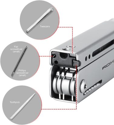 Мультитул ROXON M3 13-в-1 з мультиінструментами, зубочисткою та пінцетом. Компактний та практичний набір інструментів