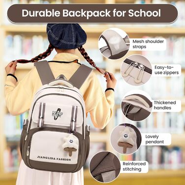 Дитячий рюкзак IvyH для дівчаток - стильний шкільний рюкзак, водонепроникний, великий, для 3-6 класів, фіолетовий (8536# Braun)