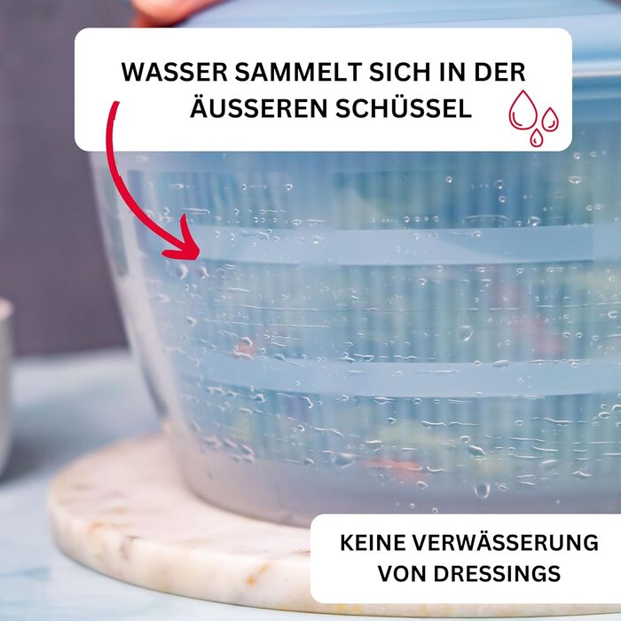 Westmark Fortuna: Салатниця-центрифуга, 5 л, пластик, BPA-Free, блакитна