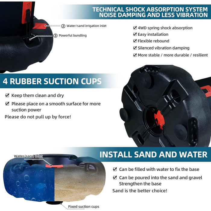 ZERRO Боксерський мішок-підставка, діаметр 30 см, для дітей та дорослих, чорний, з насосом