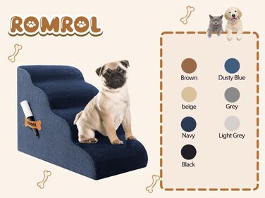 Сходинки для собак та котів ROMROL - 4 сходинки, Marine (Морський колір)