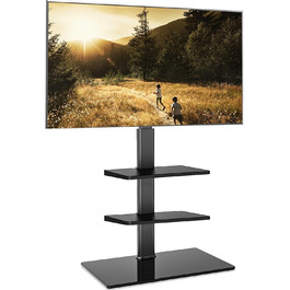 FITUEYES Adjustable Swivel TV Stand - Floor Mount for 32-60 inch Flat & Curved TVs (up to 30kg, VESA 600x400) - Black