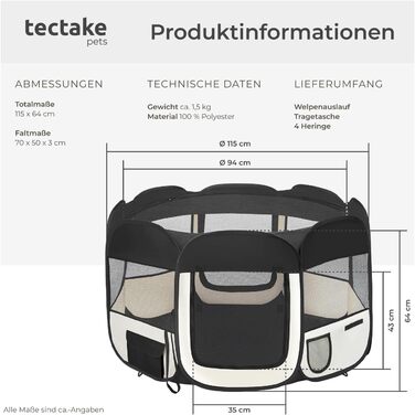 Тектейк® Вольєр для цуценят, вольєр для тварин, віп-коробка для собак, котів, кроликів, вигул, загін для квартири або кемпінгу - огорожа для собак, ґрати для собак, вольєр для вигулу, вольєр для дрібних тварин - рожевий (чорний)
