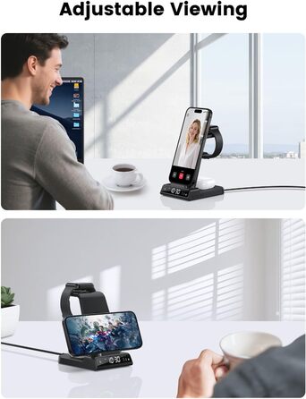 Зарядна станція 3-в-1 для Apple: iPhone 16/15/14, Apple Watch 10/9/8/7/6/SE та AirPods Pro/4. Бездротова зарядка