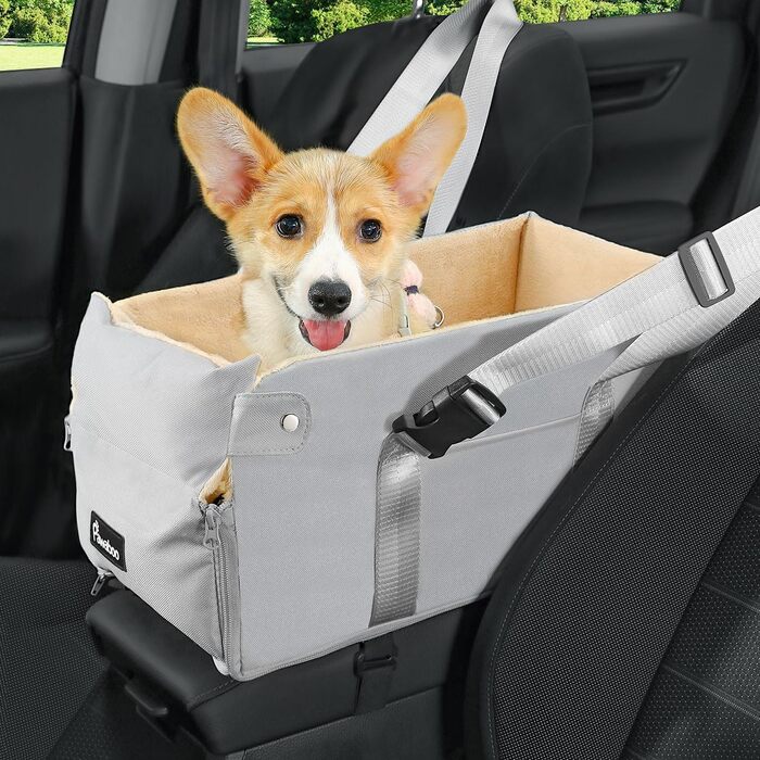 Крісло-ліжко для собак Pawaboo: зручне автокрісло для маленьких собак до 11 кг, сіре та бежеве