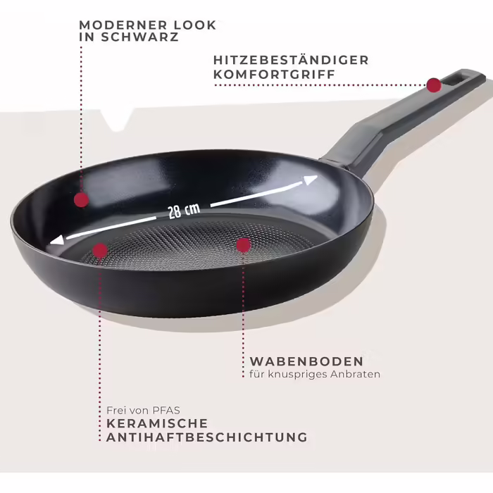 Fackelmann 28cm Statement – Ceramic Coated Frying Pan - Recycled Aluminum with Non-Stick Coating – Suitable for All Cooktops Including Induction, PFAS-Free (28 cm, Frying Pan)