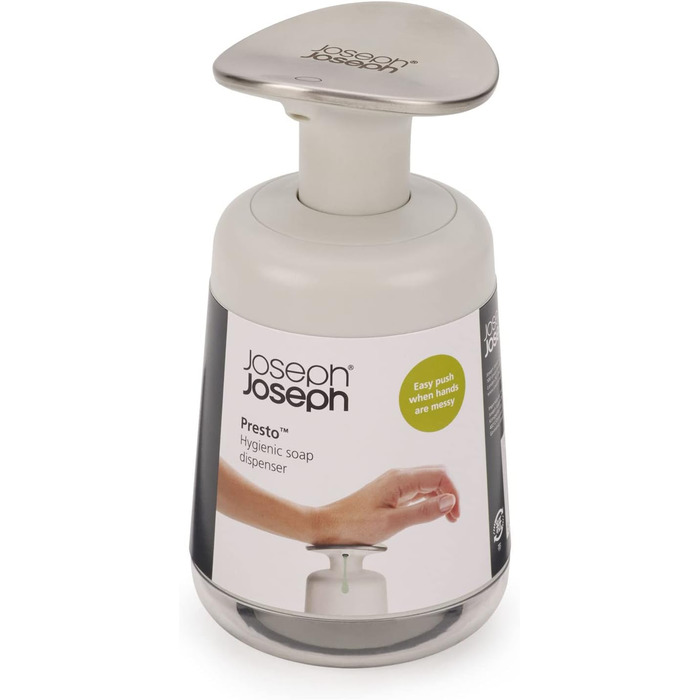 Seifensпender Joseph Joseph Presto Edelstahl з широкою помпою, нержавіюча сталь, сірий/зелений