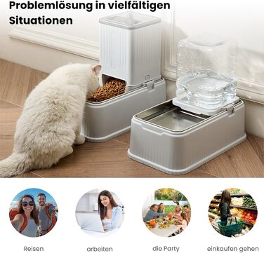 Автоматичний кормушка для собак 7L (2 шт.) з нержавіючою чашею, регульована висота, XXL, для середніх та великих собак та Maine Coon, 39 x 23 x 41 см