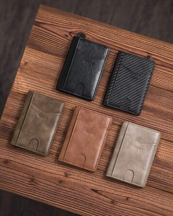 Чоловічий шкіряний картхолдер VULKIT з RFID/NFC захистом, тонкий гаманець для карток на 10 відділень, коричневий