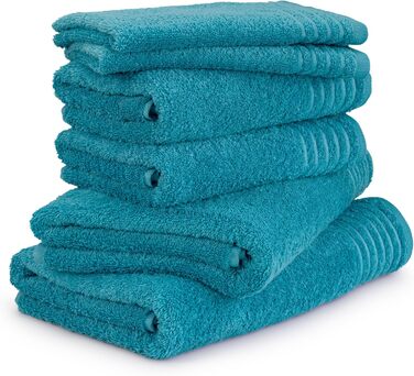 Möve Handtuchset New Classic 6-Piece Towel Set - 2x 30x50 cm + 2x 50x100 cm + 2x 67x140 cm, 100% Cotton, Cornflower
