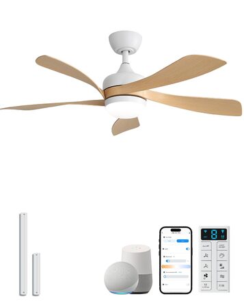 Стельовий вентилятор з підсвічуванням Sofucor Smart 132 см, управління Alexa/APP, пульт, 3 режими світла, таймер, 6 швидкостей, тихий DC мотор для вітальні (колір Log)