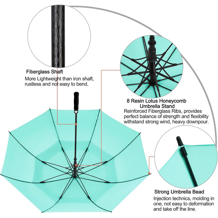 G4Free Парасолька велика, стійка до вітру, автоматична, для чоловіків та жінок, діаметр 157 см (62 дюйми), блакитний колір