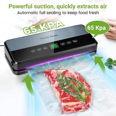 Вакуумний пакувальник 6-в-1 з мішками та рулонами, вбудований різак