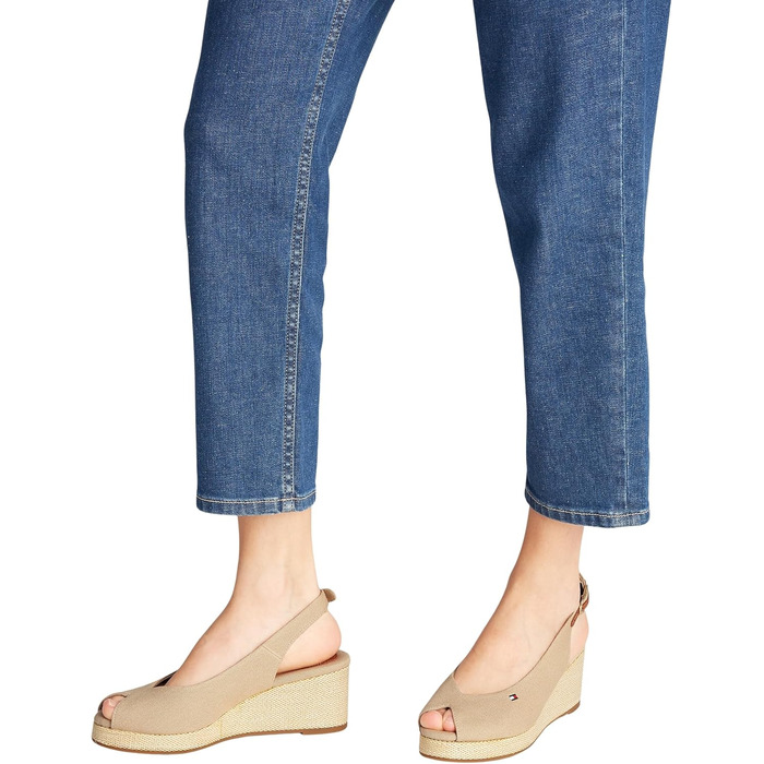 Сліпони Tommy Hilfiger Flag Mid Wedge Espad SLIN бежеві (40 EU) - жіночі сандалі на танкетці