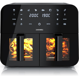 Фритюрниця Arendo Dual Zone 9L з 2 камерами - Airfryer з сенсорним екраном та 3D циркуляцією повітря