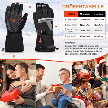 Електричні гріючі рукавички для катання на лижах, велосипеді та мотоциклі з акумулятором 7.4V 6400mAh, 3 режими нагріву, зимові рукавички