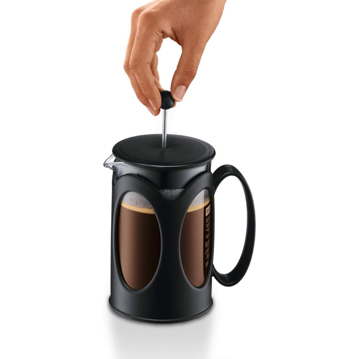 Bodum Kenya: Френч-прес для кави, 500 мл, 4 чашки, з боросилікатного скла та нержавіючої сталі, миється в посудомийній машині, Made in Portugal, чорний