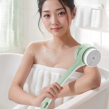 Multifunctional electric bath brush, shower brush, double handle, 4 interchangeable heads for cleaning