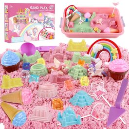 Aliex Magic Play Sand Set for Girls, Unicorn Sand Set | Magic Play Sand Toy Gift for Girls 3 4 5 6 7 8 Years